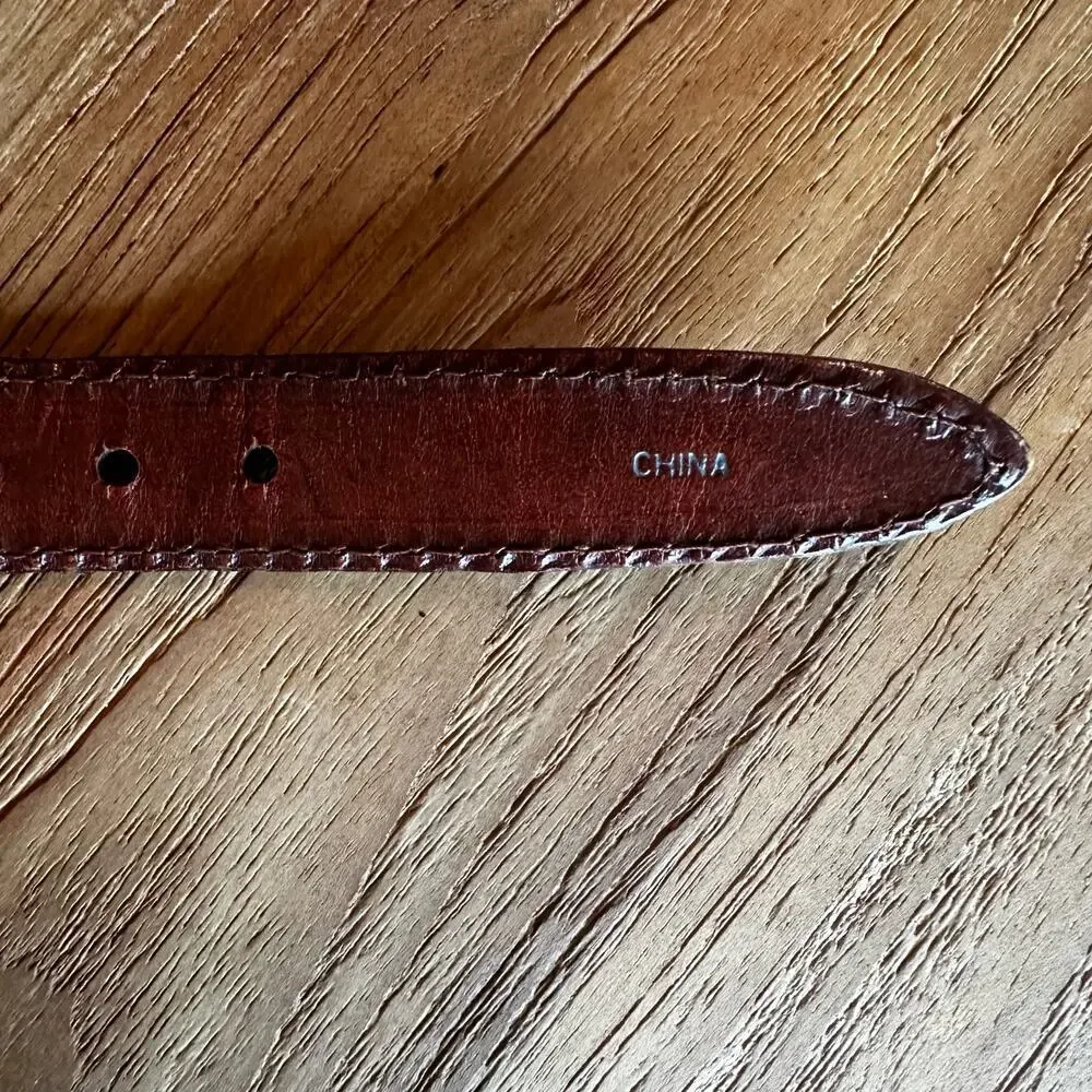 90’s Y2K Vintage Men’s Brown Leather Belt Woven Preppy Distressed Dad Grandpa 38